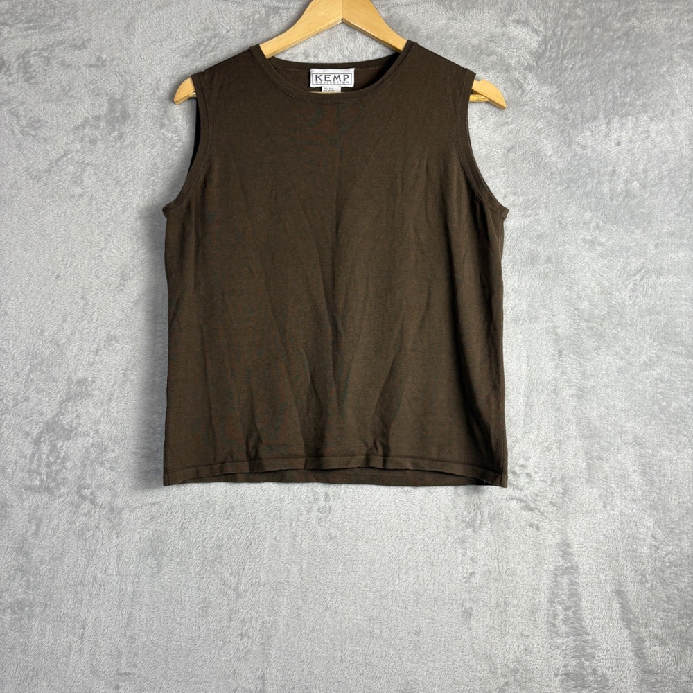 Vintage Silk Blend Knit Tank Top Large Brown Sleeveless Luxury Gilmore Girls